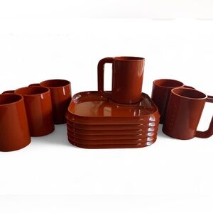 Set of 6 Ingrid Snax Orange Terracotta Plates and Mugs